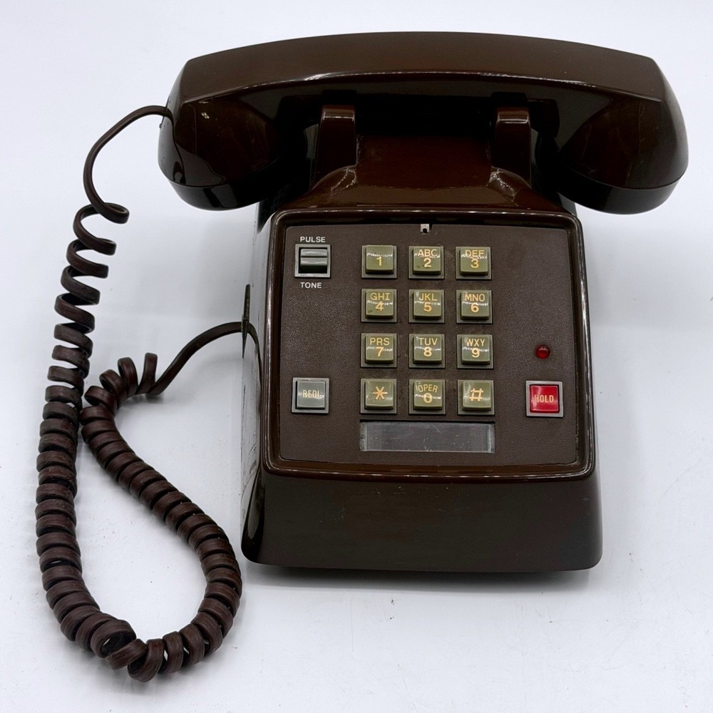 Vintage Radio Shack Brown Push Button Desk Phone Model 43-376  Corded Untested